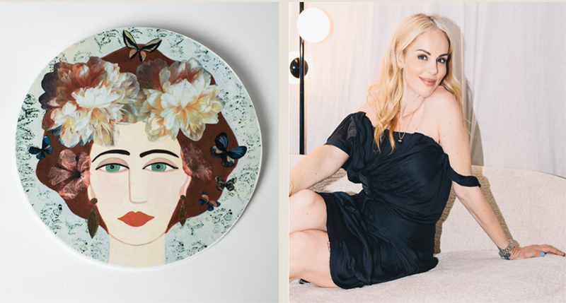 Natasha Slater, PR moda, ritratta su Vetro di Murano da Daniela Poletti di Vetrofuso